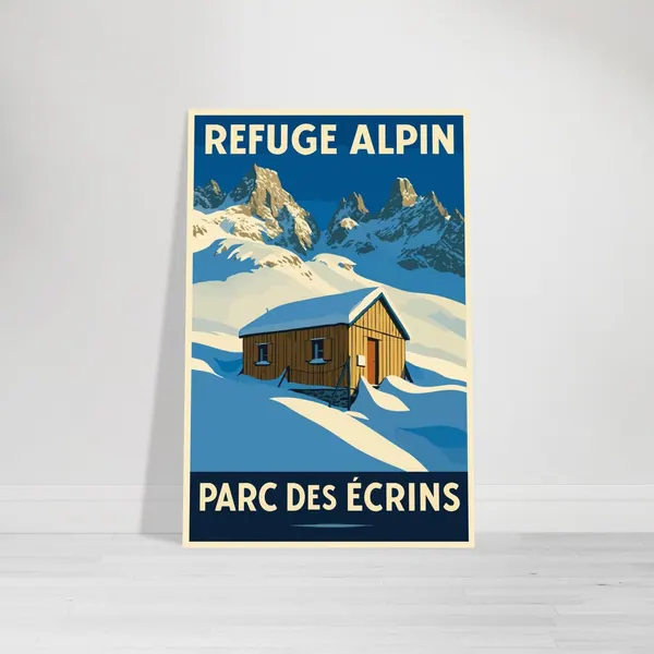 Affiche vintage Le refuge des Écrins