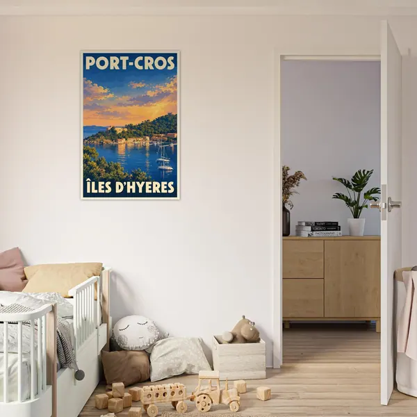Affiche Port-Cros au coucher du soleil, vue 3
