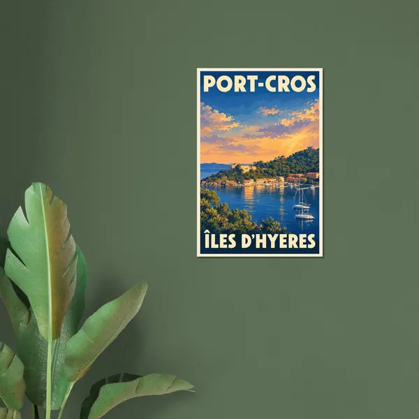 Affiche Port-Cros au coucher du soleil, vue 4