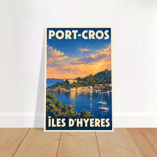 Affiche Port-Cros au coucher du soleil, vue 5